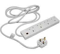 HUBIBUBI Extension Lead 1-10 Meter Long 13A Mains Power Cable - 1 to 6 Way UK 3 Pin Plug Socket Gang Extension Cord for Home Multiple Electrical Appliances (4 Way 10 Meter White)