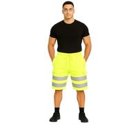 HUBIBUBI Hi Vis Safety Cargo Shorts High Visibility Reflective Workwear Security Combat Shorts Pockets Lightweight Utility Jogger for Men Bottom (UK, Alpha, M, Regular, Regular, Yellow)