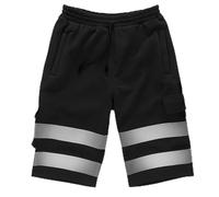 HUBIBUBI Hi Vis Safety Cargo Shorts High Visibility Reflective Workwear Security Combat Shorts Pockets Lightweight Utility Jogger for Men Bottom (UK, Alpha, M, Regular, Regular, Black)