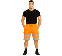 HUBIBUBI Hi Vis Safety Cargo Shorts High Visibility Reflective Workwear Security Combat Shorts Pockets Lightweight Utility Jogger for Men Bottom (UK, Alpha, M, Regular, Regular, Orange)
