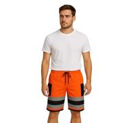 HUBIBUBI Hi Vis Safety Cargo Shorts High Visibility Reflective Workwear Security Combat Shorts Pockets Lightweight Utility Jogger for Men Bottom (UK, Alpha, M, Regular, Regular, Orange 2 Tone)