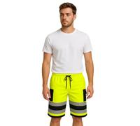 HUBIBUBI Hi Vis Safety Cargo Shorts High Visibility Reflective Workwear Security Combat Shorts Pockets Lightweight Utility Jogger for Men Bottom (UK, Alpha, M, Regular, Regular, Yellow 2 Tone)
