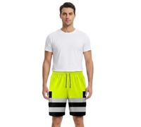 HUBIBUBI Hi Viz Combat Work Shorts High Visibility Yellow Orange Workwear High Visibility Reflective Pants Combat Cargo Shorts Safety Work Wear Short (UK, Alpha, S, Regular, Regular, Yellow 2 Tone)
