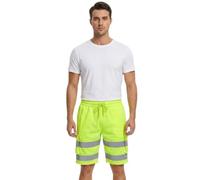 HUBIBUBI Hi Viz Combat Work Shorts High Visibility Yellow Orange Workwear High Visibility Reflective Pants Combat Cargo Shorts Safety Work Wear Short (UK, Alpha, S, Regular, Regular, Yellow)