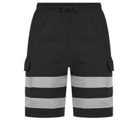HUBIBUBI Hi Viz Combat Work Shorts High Visibility Yellow Orange Workwear High Visibility Reflective Pants Combat Cargo Shorts Safety Work Wear Short (UK, Alpha, S, Regular, Regular, Black)