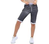 HUBIBUBI Italian Ladies Women's Turn-Up Shorts - Elastic Waist, Stylish, Comfortable Summer Wear UK Sizes 12-22 - Casual Fit Daily (UK, Numeric, 20, 22, Plus, Regular, Charcoal)
