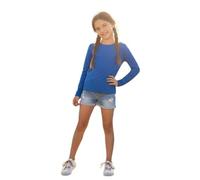 HUBIBUBI Kids Plain Basic Long Sleeve Round Neck T-Shirt Stretch School Uniform Tee Top for Girls Boys Comfortable Fit Casual School wear 2-13 Years Royal Blue