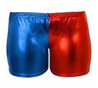 HUBIBUBI Ladies Halloween Costume Shiny Wet Look Jacket, Leggings, Pants Women Metallic Red & Blue Hot Sexy Shorts Ladies Wet Look Shiny Hot Pants UK Size 8-22