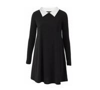 HUBIBUBI Ladies Long Sleeve Peter Pan Collar Flared Festive Halloween Swing Dress Top Ladies Pater Pan Collar Swing Party Dress Plus Size UK 8 to 26 (UK, Numeric, 12, 14, Regular, Regular, Black)