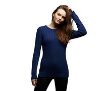 HUBIBUBI Ladies Long Sleeve Round Neck Knitted Cable Women’s Jumper Knitted Sweater Pull Over Jumper Top Knit Warm Winter Chunky Everyday Casual Pullover Plain Tops Sizes 8-26 Royal Blue