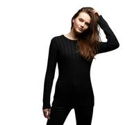 HUBIBUBI Ladies Long Sleeve Round Neck Knitted Cable Women’s Jumper Knitted Sweater Pull Over Jumper Top Knit Warm Winter Chunky Everyday Casual Pullover Plain Tops Sizes 8-26 Black