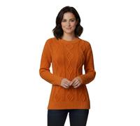 HUBIBUBI Ladies Women’s New Chunky Diamond Cable Knitted Long Sleeve Sweater Pull Over Jumper Top Cable Knit Warm Chunky Sweater Formal Everyday Casual Crew Neck Pullover Tops Sizes 8-18 Orange