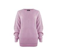 HUBIBUBI Oversized New Ladies Womens Chunky Baggy Jumper Knitted Sweater Thick Top S-3XL 8-26 Baby Pink