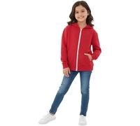 HUBIBUBI Solid Full-Zip Hoodie - Soft Fleece Kids Sweatshirt Jacket for Boys & Girls - Essential Hooded Outerwear with Pockets for Comfort & School (UK, Age, 13 Years, Regular, Red)