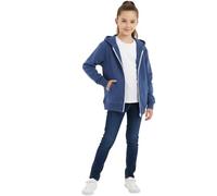 HUBIBUBI Solid Full-Zip Hoodie - Soft Fleece Kids Sweatshirt Jacket for Boys & Girls - Essential Hooded Outerwear with Pockets for Comfort & School (UK, Age, 11 Years, 12 Years, Regular, Denim)