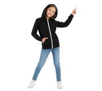 HUBIBUBI Solid Full-Zip Hoodie - Soft Fleece Kids Sweatshirt Jacket for Boys & Girls - Essential Hooded Outerwear with Pockets for Comfort & School (UK, Age, 11 Years, 12 Years, Regular, Black)