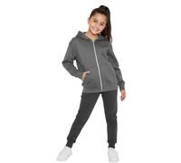 HUBIBUBI Solid Full-Zip Hoodie - Soft Fleece Kids Sweatshirt Jacket for Boys & Girls - Essential Hooded Outerwear with Pockets for Comfort & School (UK, Age, 7 Years, 8 Years, Regular, Charcoal)