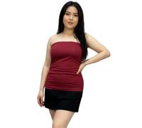 HUBIBUBI Women Ladies Ruched Bandeau Boob Tube Vest Crop Bra Top | Sexy Strapless Ruched Boob Tube | Stretchy Elastic Crop Top | Multiple Colors | Sizes 8-26 Wine