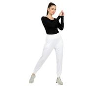 HUBIBUBI Women’s Harem Pants Trousers | Plain Full Length Ali Baba Baggy Trousers with Side Slits & Ankle Cuffs | Casual Stretch Yoga Sweatpants | Sizes 8-26 White