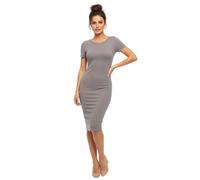 HUBIBUBI Womens Ladies Short Sleeve Plain Midi Dress Stretchy Jersey Basic Casual Summer Bodycon Dress Womens Plus Size Plain Short Sleeve Stretch Ladies Jersey Midi Dress Sizes 8-26