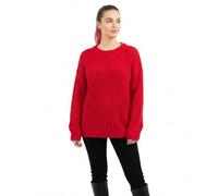 HUBIBUBI Womens Oversized Chunky Jumper - Ladies Baggy Knitted Sweater, Thick Winter Pullover Top, Casual Warm Long Sleeve Knitwear Sizes S-3XL UK 8-26 Red