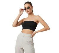 HUBIBUBI Womens Plain Strapless Bandeau Boob Tube Top Stretchy Casual Summer Vest Crop Top Basic Backless Sleeveless Tube Bra No Padding Bra Solid Tops (UK, Numeric, 8, 10, Regular, Regular, Black)