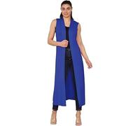 HUBIBUBI Womens Sleeveless Maxi Longline Cardigan Ladies Floaty Duster Jacket Coat Blazer Waistcoat Collared Boyfriend Style Summer Layering (UK, Numeric, 20, 22, Regular, Regular, Royal Blue)
