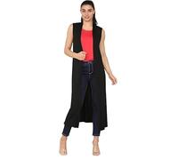 HUBIBUBI Womens Sleeveless Maxi Longline Cardigan Ladies Floaty Duster Jacket Coat Blazer Waistcoat Collared Boyfriend Style Summer Layering (UK, Numeric, 20, 22, Regular, Regular, Black)