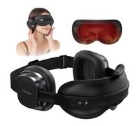 HubiCare Headset-Style Heated Eye Mask with Bluetooth Audio, Warm Eye Cover with Light-Blocking, Rechargeable Eye Mask for Rest, Travel, Meditation and Screen-Time Breaks, Black