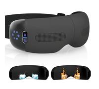 HubiCare Heated and Cooling Eye Massager with Soft Cushion Fit 3D Airbag Kneading Vibration for Dark Circles Puffiness Migraines Dry Eyes Sleep Bluetooth Music (Matte Black)
