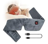 HubiCare Plush Heated Sleep Eye Mask with 2500mAh Battery, Ultra-Soft Warm Compress for Dry Eyes & Relaxation, 3 Heat Levels, Auto-Off Timer, Portable Adjustable Eye Warmer (Grey)
