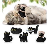 HubirdSall 5Pcs Cute Black Cat Catnip Crinkle Paper Sound Toys Gift for Cats, Catmint Teething Chew Kick Interactive Toy with Bread for Indoor Kitty, Soft Funny Pet Presents Supplies for Kitten Lover