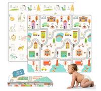 HuBorns - Foldable Baby Play Mat 200x180 cm - Reversible and Padded Baby Foam Play Mat with Stitched Edges - Waterproof Baby Mats for Floor Play - Anti-Fall Thick Play Matt Baby (City XL)