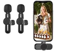Hubotowin Wireless Lavalier Microphone for Video Recording Lapel Microphone for iPhone Wireless Lapel mic for ipad Clip on 2 Microphones lav Microphone for Interview,Tiktok, YouTube,Live Stream