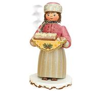 German Incense Smoker Winterchild Girl with stollen - 20cm / 8inch - Authentic German Erzgebirge Smokers - Hubrig Volkskunst