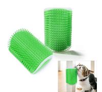 Hub's Gadget 2 Pack Cat Self Groomer, Wall Corner Massage Comb Grooming Brush (Green)