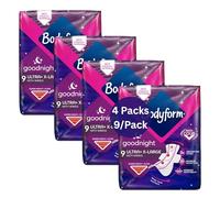 Hubsidia Body Form Ultra Goodnight Extra Large Sanitary Pads - Bundle of 4 Packs | SecureFit Protection, Extra Long & Absorbent, Night-Time Comfort for Heavy Flow