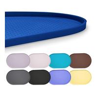 Hubulk 100% Waterproof Silicone Pet Feeding Mat with Raised Edge for Food and Water, Dog Bowl Mats, Cat Bowls Placemat with High Lip Protects Floor for Cats and Dogs (Navy Blue, 16"L x 10"W)