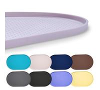 Hubulk 100% Waterproof Silicone Pet Feeding Mat with Raised Edge for Food and Water, Dog Bowl Mats, Cat Bowls Placemat with High Lip Protects Floor for Cats and Dogs (Dove, 16" L x 10" W)