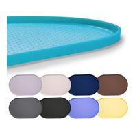 Hubulk 100% Waterproof Silicone Pet Feeding Mat with Raised Edge for Food and Water, Dog Bowl Mats, Cat Bowls Placemat with High Lip Protects Floor for Cats and Dogs (Teal, 32"L x 24"W)