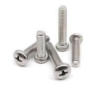 HUBXHEIY 10/20/50pcs Cross Round Pan Head Screw Bolt GB818 M1.6 M2 M2.5 M3 M4 M5 M6 M8 A2-70 304 Stainless Steel (10pcs M6x25mm)