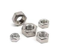 HUBXHEIY 10/25/50/100pcs Hex Hexagon Nut M1.6 M2 M2.5 M3 M4 M5 M6 M8 DIN934 304 A2-70 Stainless Steel(50PCs M2.5)
