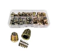 HUBXHEIY 165/75/55pcs Threaded Insert Nut E-nut M4 M5 M6 M8 Set Kit For Wood Furniture Bed Cabinet Table Embedded Hex Hexagon Socket Head(1 box include 75pcs)