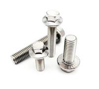 HUBXHEIY 2/5/10pcs Flange Head Bolt Hexagon Hex Head with Serrated Washer Cap Screw M5 M6 M8 M10 M12 A2-70 304 Stainless Steel GB578(2pcs M12x30mm)