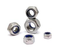 HUBXHEIY M2 M2.5 M3 M3.5 M4 M5 M6 M8 M10 M12 M16 Hex Hexagon Nylon Insert Self Lock Nut Nylock Nut Locknut A2 304 Stainless Steel DIN985(50pcs M3.5)