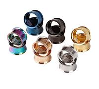 Hucan 12pcs Stainless Steel Screwed Ear tunnels Set Colorful Double Flared Gauges 6mm-20mm