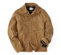 Huckberry Flint and Tinder Men's Flannel-Lined Waxed Trucker Jacket, Water & Weather Resistant Mens Jacket, Field Tan, XL