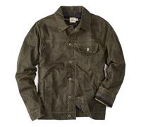 Huckberry Flint and Tinder Men's Flannel-Lined Waxed Trucker Jacket, Water & Weather Resistant Mens Jacket, Forest, L