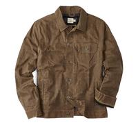Huckberry Flint and Tinder Men's Flannel-Lined Waxed Trucker Jacket, Water & Weather Resistant Mens Jacket, Havana, L