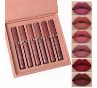 HUD..ACRUSH HUDA CRUSH 6-Piece Liquid Matte Nude Lipstick Set - Velvet Waterproof Mini Lipsticks for Women, Non-Stick Formula